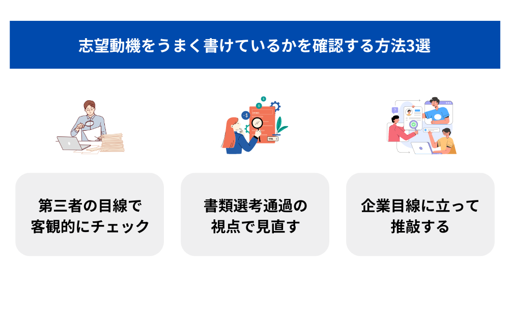 志望動機をうまく書けているかを確認する方法3選