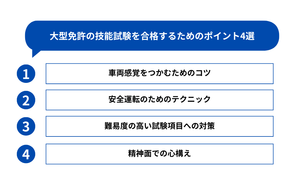 大型免許の技能試験を合格するためのポイント4選